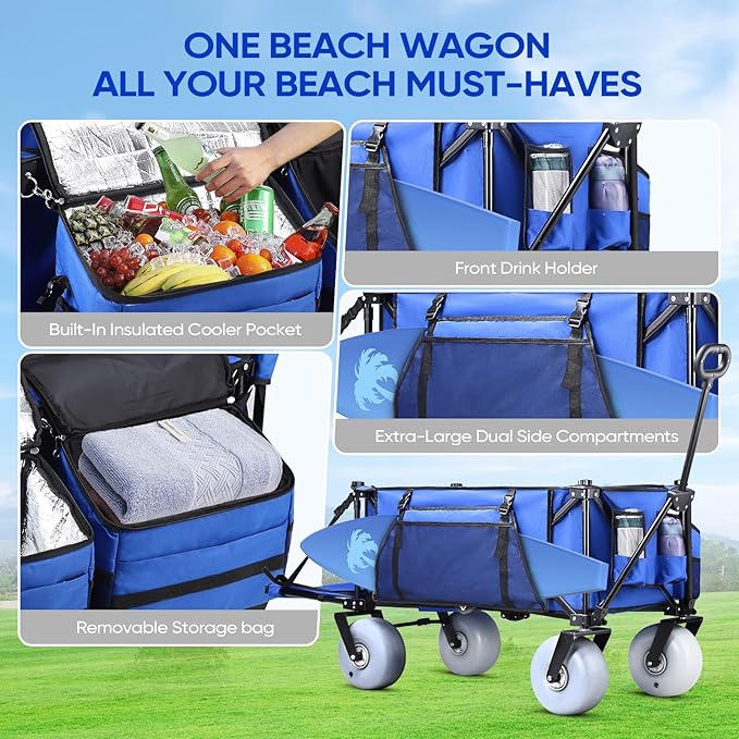 ROVIQUE Beach Wagon with Big Wheels