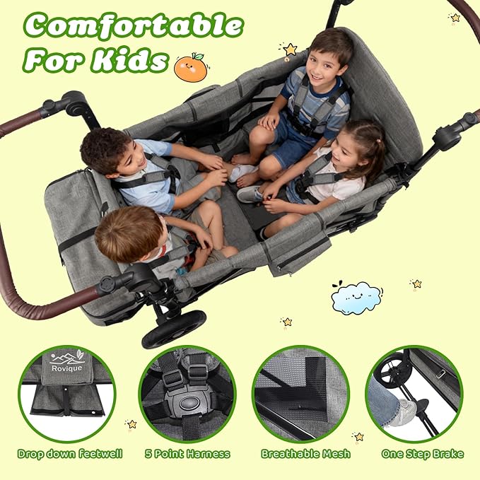 ROVIQUE Expandable Wagon Stroller for 4 Kids