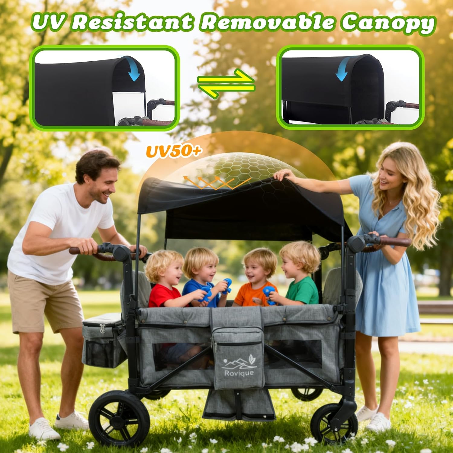 ROVIQUE Expandable Wagon Stroller for 4 Kids
