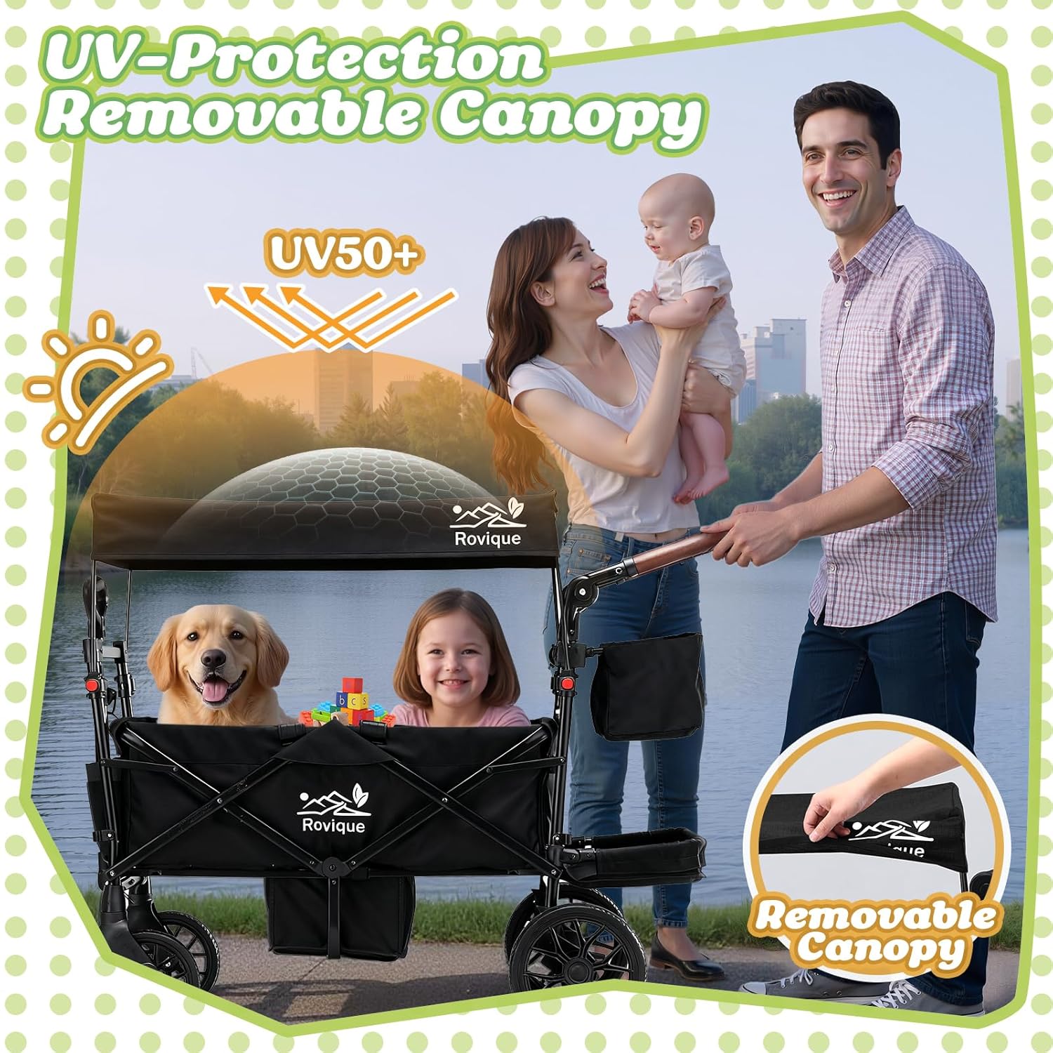 ROVIQUE All-Terrain Wagon Stroller for 2 Kids