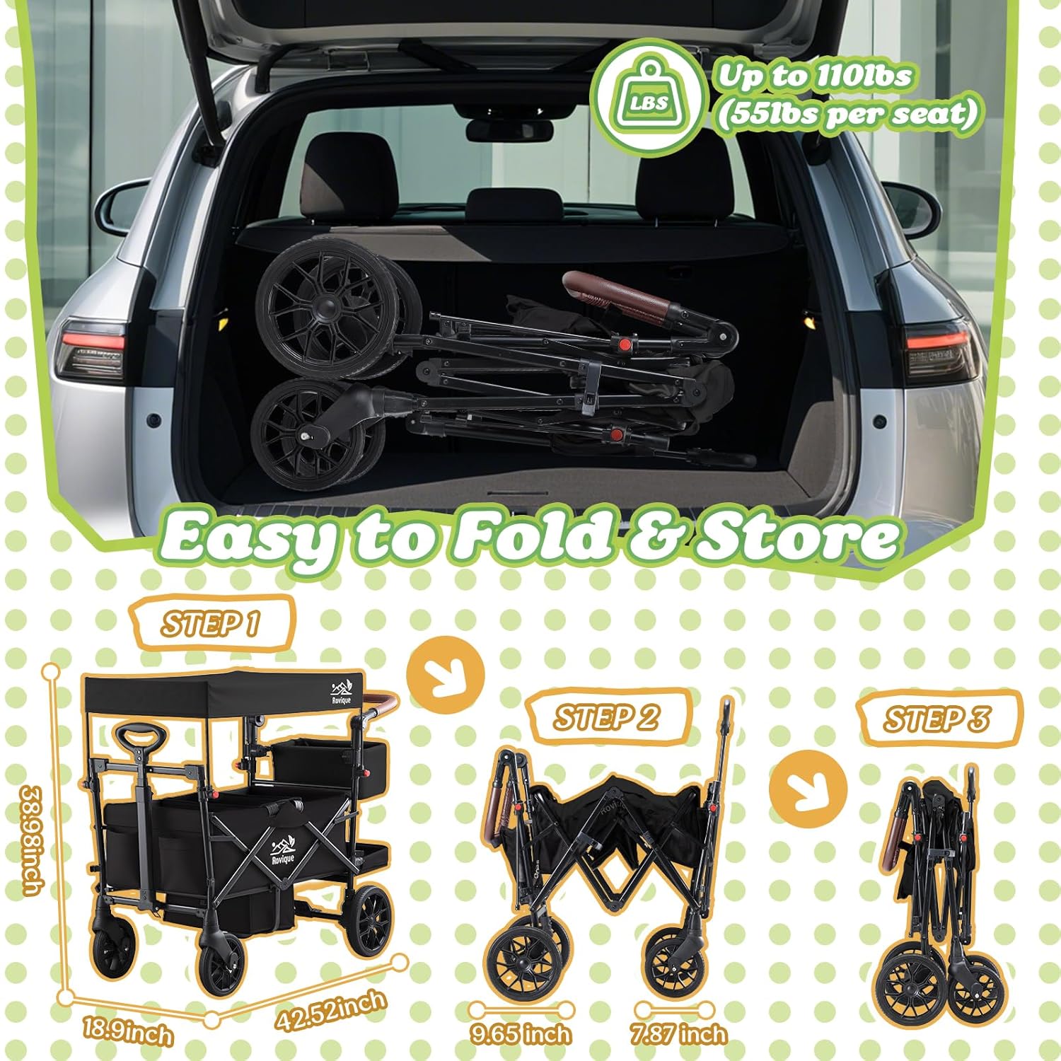 ROVIQUE All-Terrain Wagon Stroller for 2 Kids