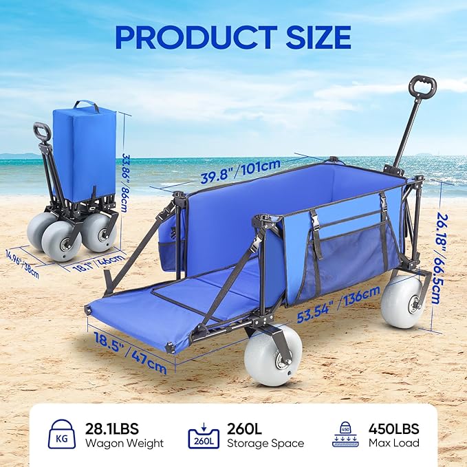 ROVIQUE Beach Wagon with Big Wheels