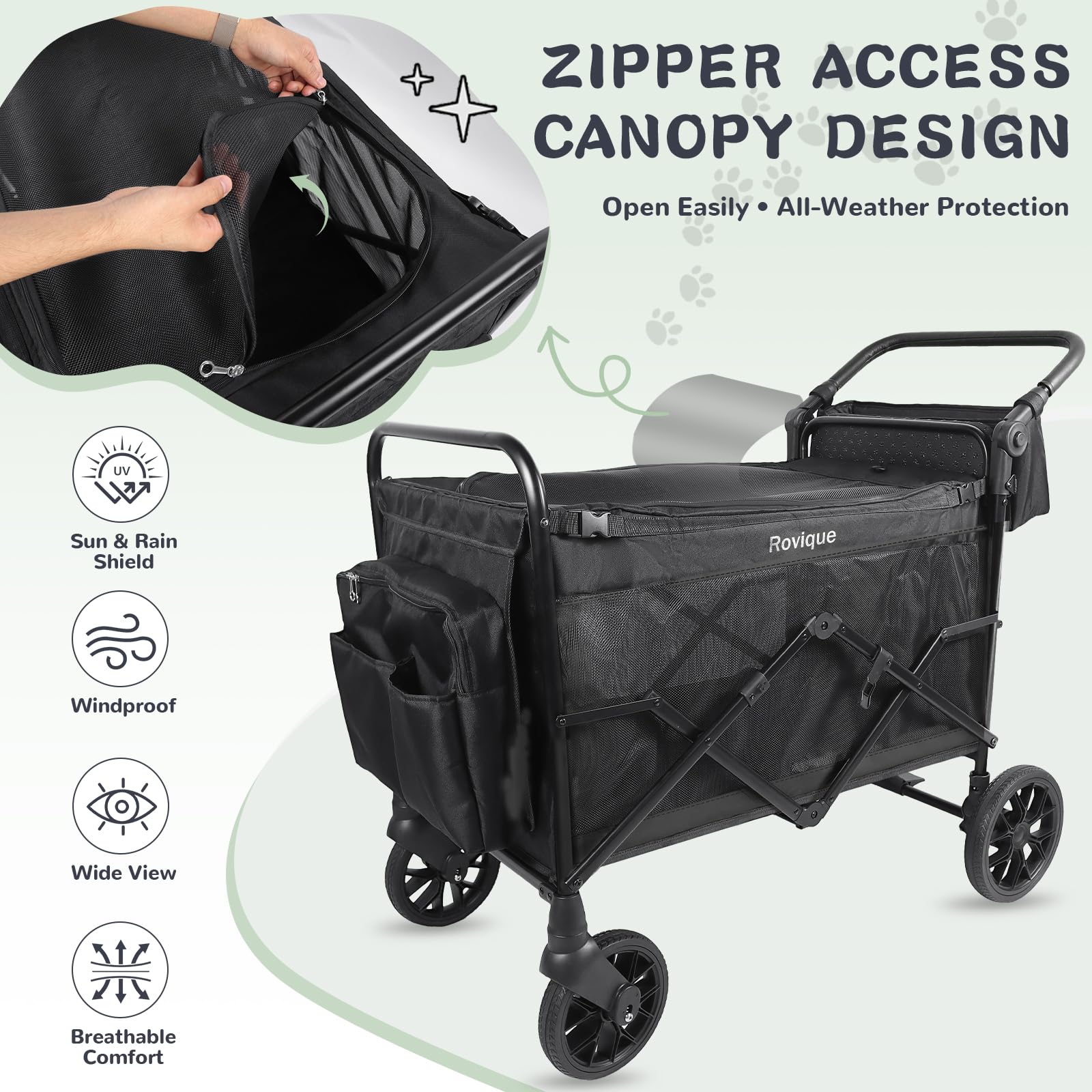 ROVIQUE Heavy-Duty Pet Stroller for Large Dogs