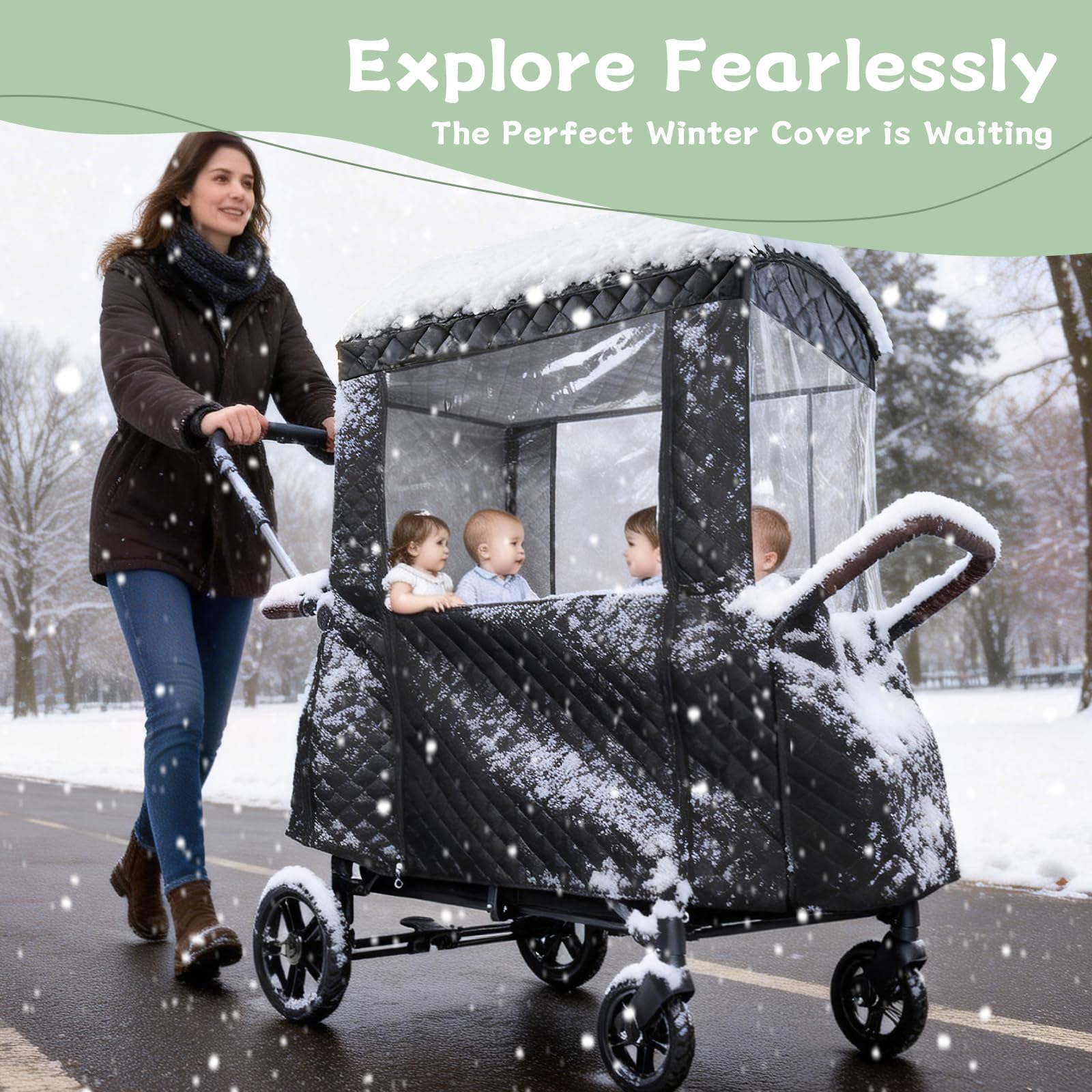 ROVIQUE Winter Cover | Waterproof Protection for Stroller Wagons