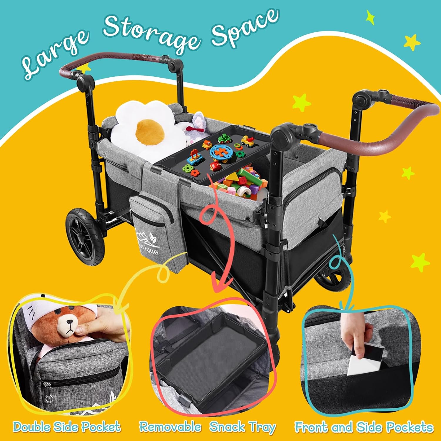 ROVIQUE Expandable Wagon Stroller for 2 Kids